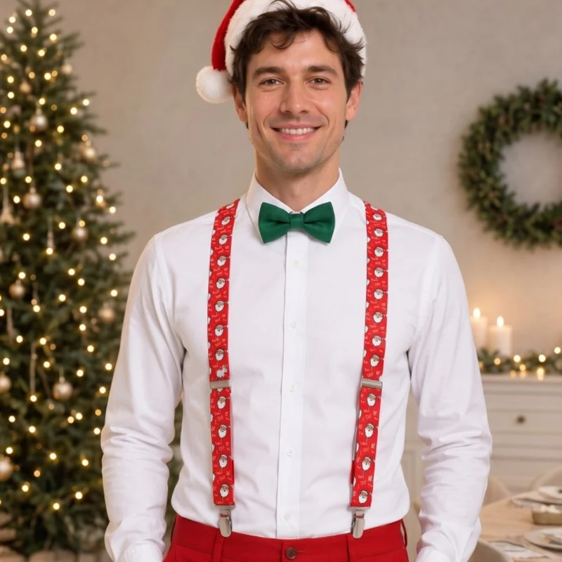 Weihnachts-Hosenträger mit Weihnachtsmann-Motiv