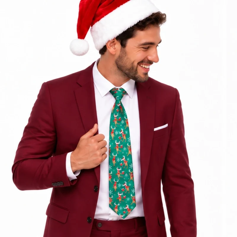 Weihnachtskrawatte mit Rentier-Motiv