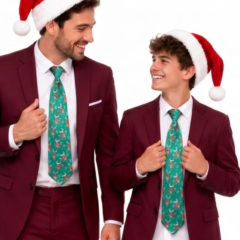 Weihnachtskrawatte mit Rentier-Motiv