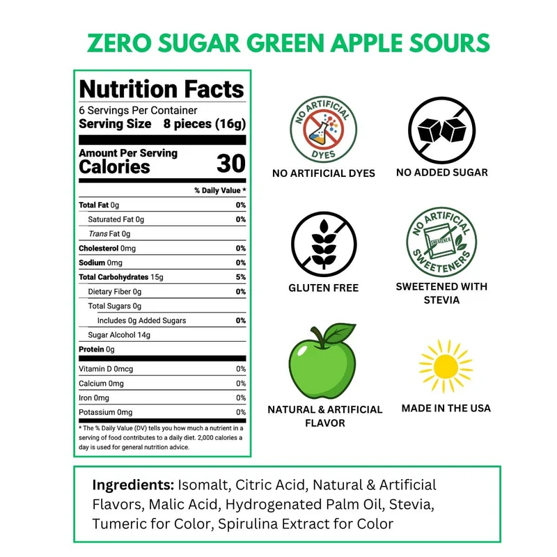 [Self-operated] Sour Drops Zero Sugar (Green Apple Sour Candy) 60g (USA)