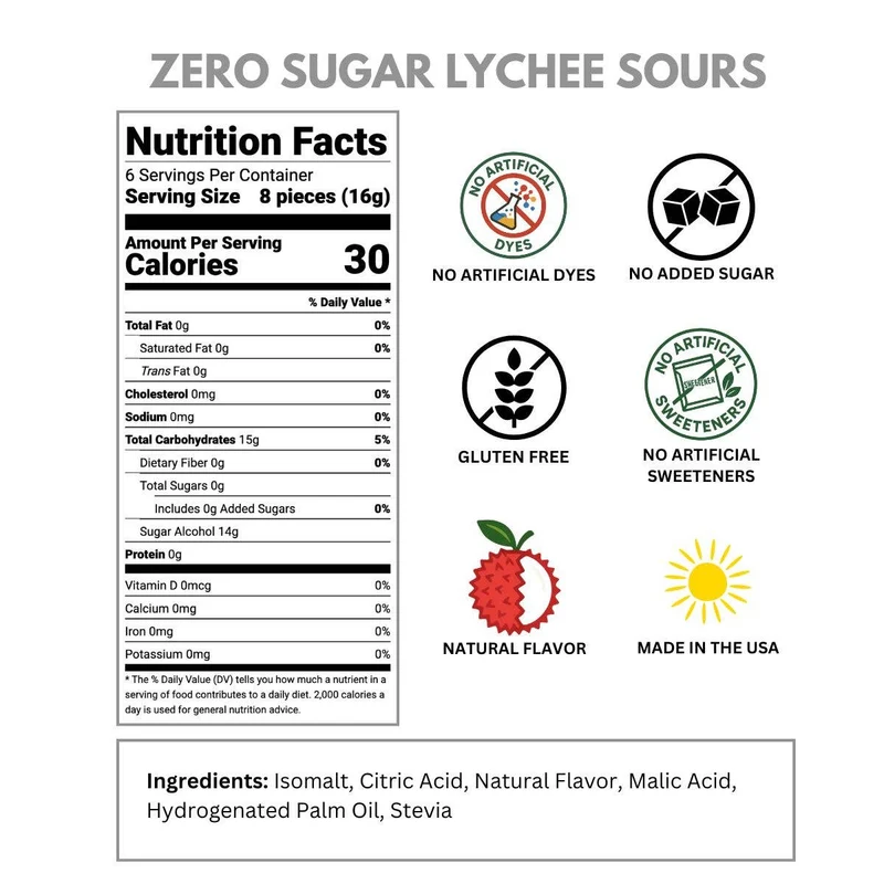 [Self-operated] Sour Drops Zero Sugar Lychee Sour Candy 60g (USA)