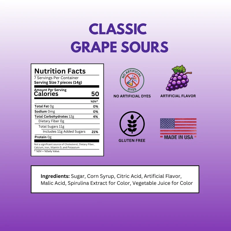[Self-operated] Sour Drops Grape Sour Candy 100g (USA)