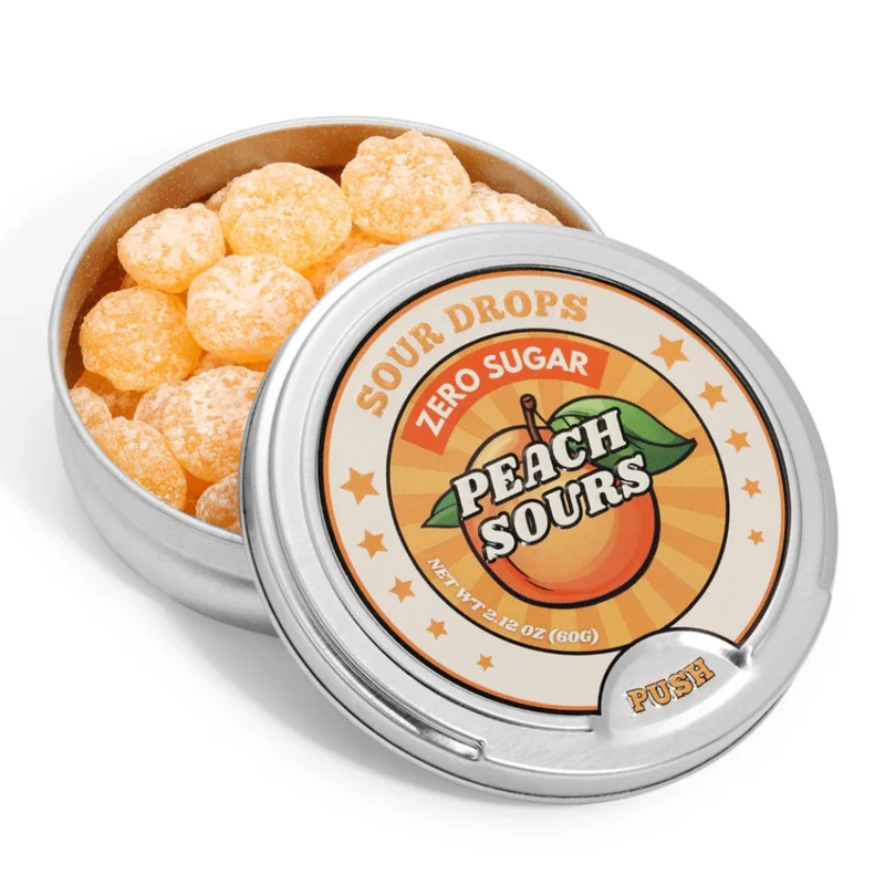 [Self-operated] Sour Drops Zero Sugar Peach Hard Candy 60g (USA)