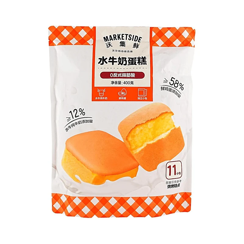 [Self-operated] China MARKETSIDE Woji Fresh Water Buffalo Milk Cake 400g, 0 trans fatty acids, fresh eggs ≥58%, rich egg flavor, soft and fluffy, perfect for afternoon tea, breakfast, or casual snacks.