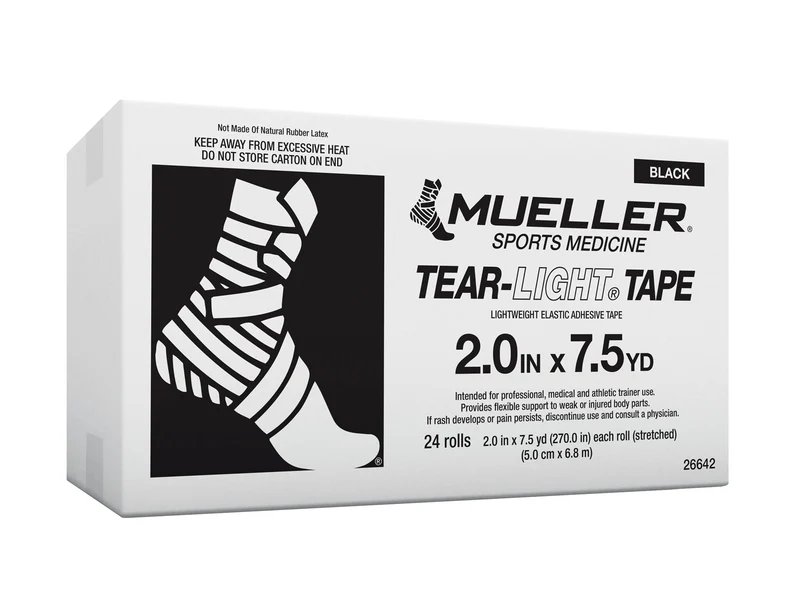 Mueller TEAR Light Tape, schwarz, 5 cm x 6.85 m, 24 Stück