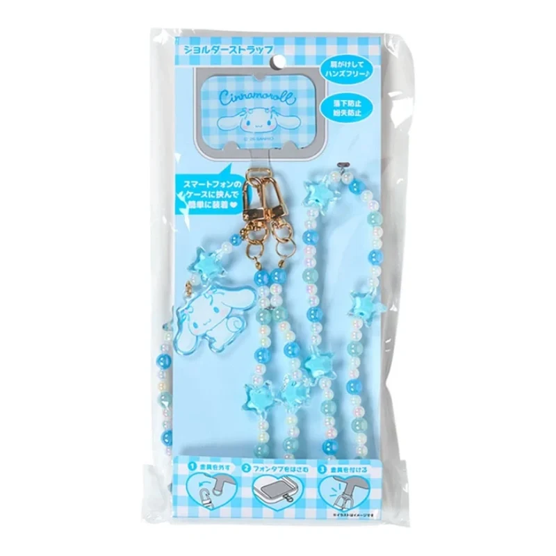 [Self-operated] Sanrio Beaded Phone Strap with Pearl Chain - One Piece - Pearl Chain Beaded Phone Strap for Shoulder Wear, Hands-Free Carrying, Prevents Phone from Falling, Detachable Metal Buckle