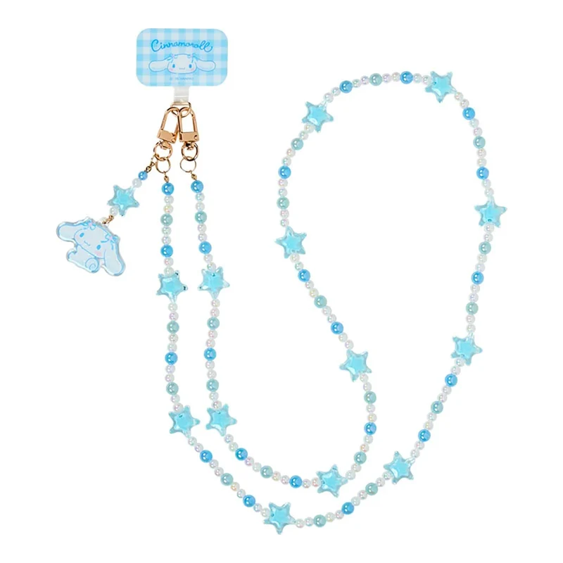 [Self-operated] Sanrio Beaded Phone Strap with Pearl Chain - One Piece - Pearl Chain Beaded Phone Strap for Shoulder Wear, Hands-Free Carrying, Prevents Phone from Falling, Detachable Metal Buckle
