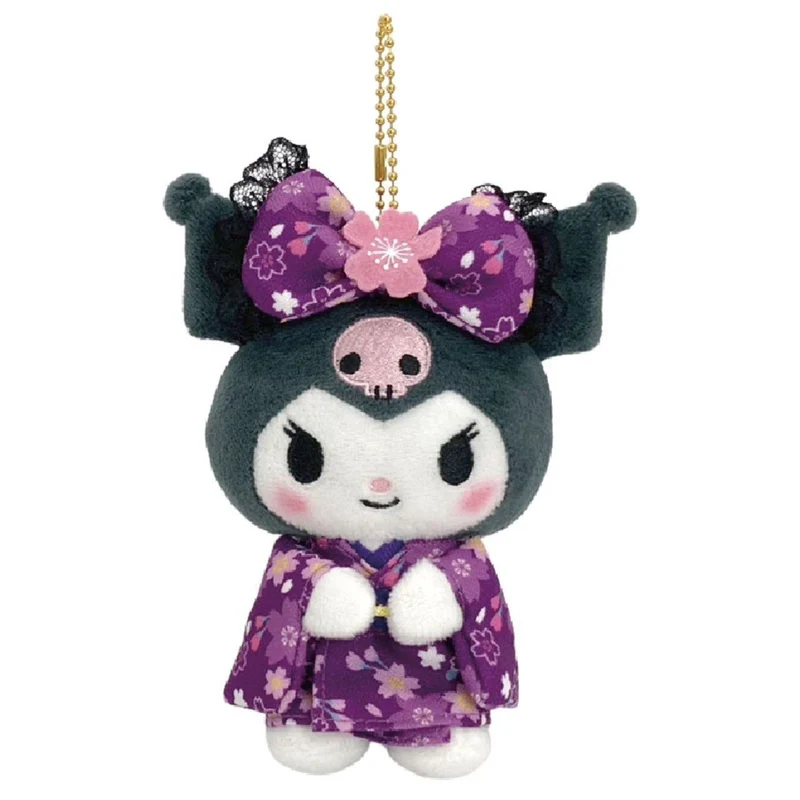 [Self-operated] Sanrio Sakura Kimono Series Plush Keychain (Kuromi Style) - 1 Car Hanging Bag Ornament Keychain