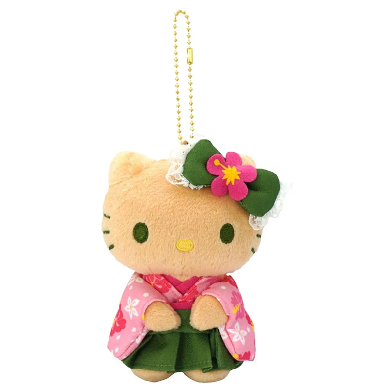 [Self-operated] Sanrio Summer Limited Series Matcha Kimono Hello Kitty Plush Keychain (1 piece) - Car Hanger, Bag Charm, Keychain