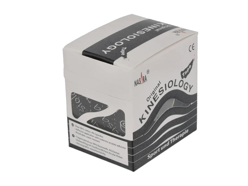 Nasara Kinesiologie Tape, 5 cm x 5 m, schwarz