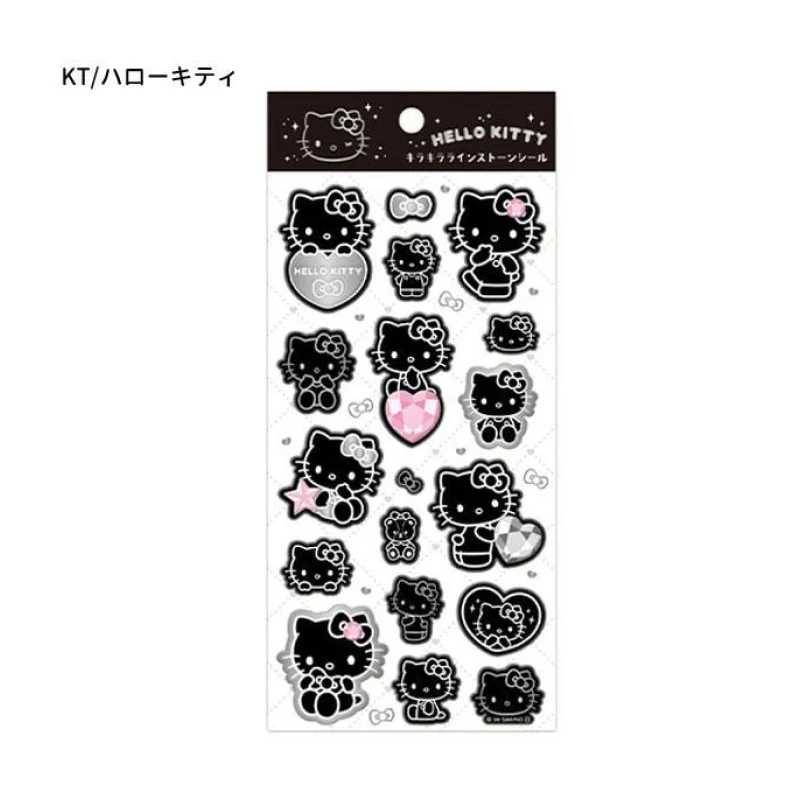 [Self-operated] Sanrio Hello Kitty Sparkling Gem 3D Stickers, Black Theme, Cartoon Stickers