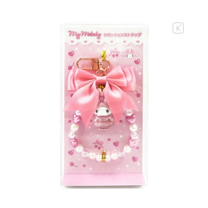 [Self-operated] Sanrio ribbon pearl keychain My Melody style (1 piece) Pearl chain bow pendant