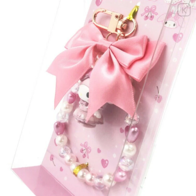[Self-operated] Sanrio ribbon pearl keychain My Melody style (1 piece) Pearl chain bow pendant