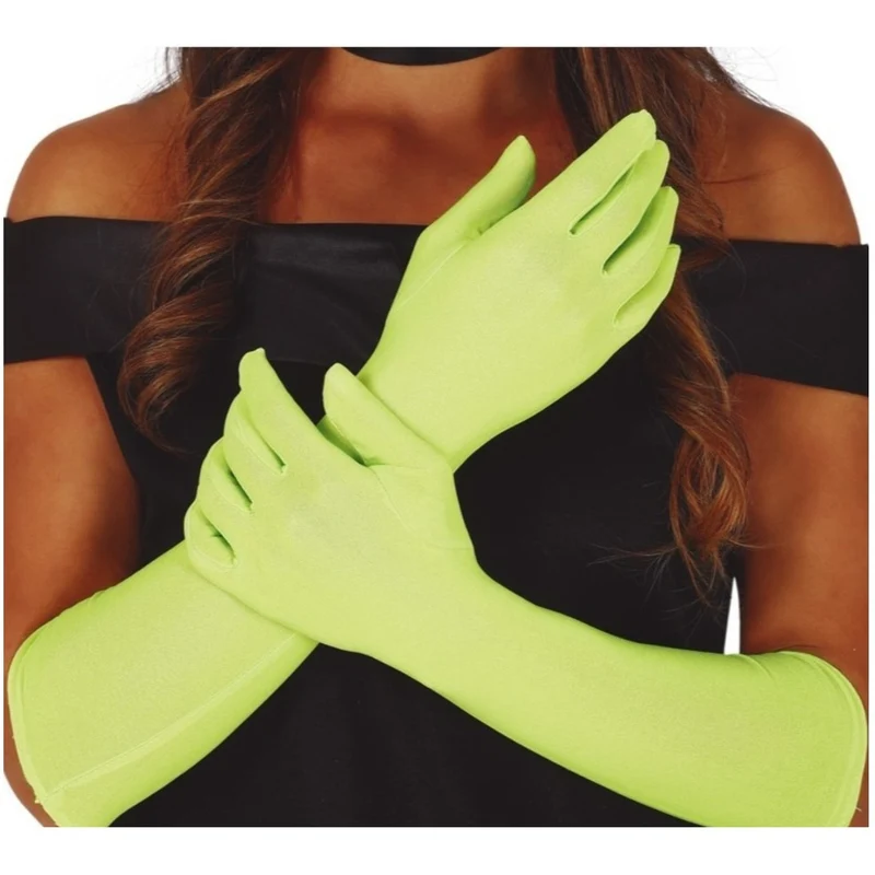 Lange hellgrüne Handschuhe