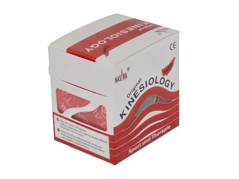 Nasara Kinesiologie Tape, 5 cm x 5 m - 6er Box rot