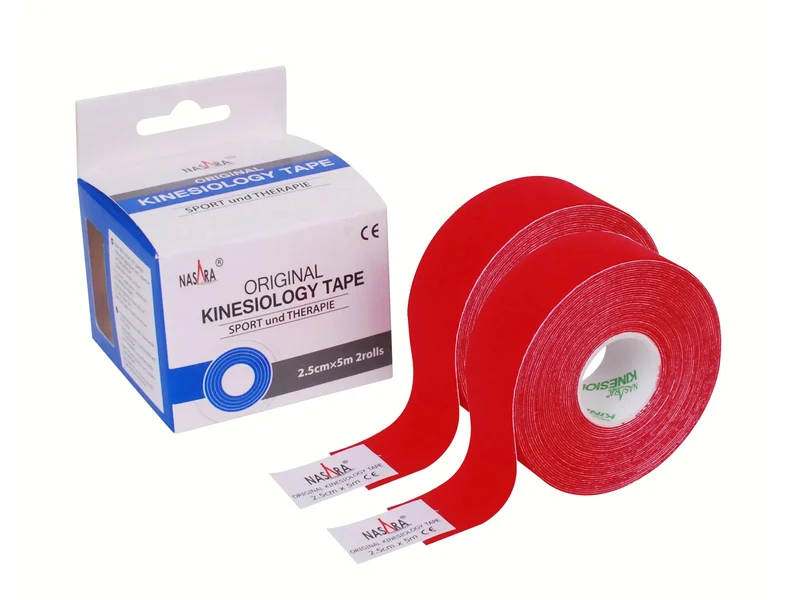 Nasara Kinesiologie Tape, 2.5 cm x 5 m - 2 Rollen rot