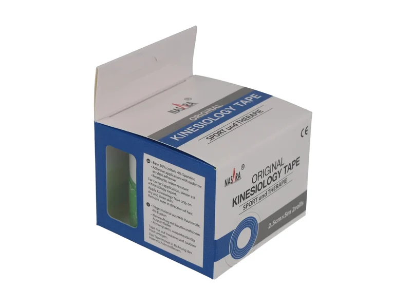 Nasara Kinesiologie Tape, 2.5 cm x 5 m - 2 Rollen grün