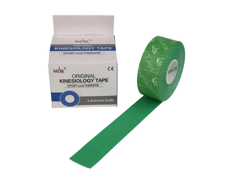 Nasara Kinesiologie Tape, 2.5 cm x 5 m - 2 Rollen grün