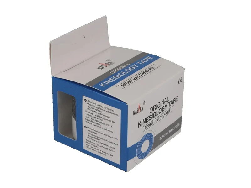 Nasara Kinesiologie Tape, 2.5 cm x 5 m - 2 Rollen schwarz