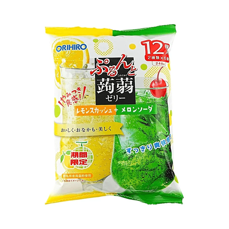 [Self-operated] ORIHIRO Low-Calorie Konjac Juice Jelly Limited Edition (Lemon Cantaloupe Soda Flavor) 12pcs Limited Time Offer - Low-Calorie, 0 Fat