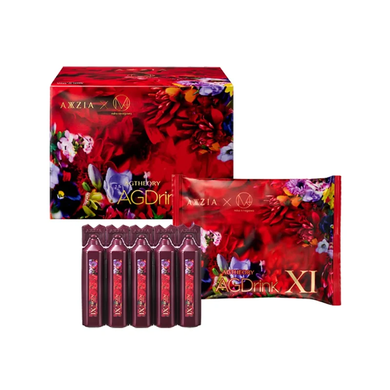 [Self-operated] AXXZIA AG Drink XI Anti-Glycation Oral Liquid, Limited Edition Packaging with Mika Ninagawa Collaboration, Blackcurrant Pineapple Flavor, 25ml*30 vials, Evens Skin Tone, Reduces Fine Lines, Lifts and Firms