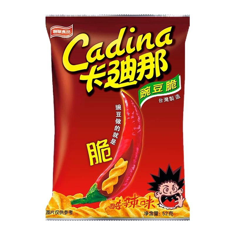 [Self-operated] Cadina Pea Crispy Spicy Flavor 52g (China) - Nostalgic Snack, Casual Snack, Puffed Food, Popular Online Snack for Watching TV Shows