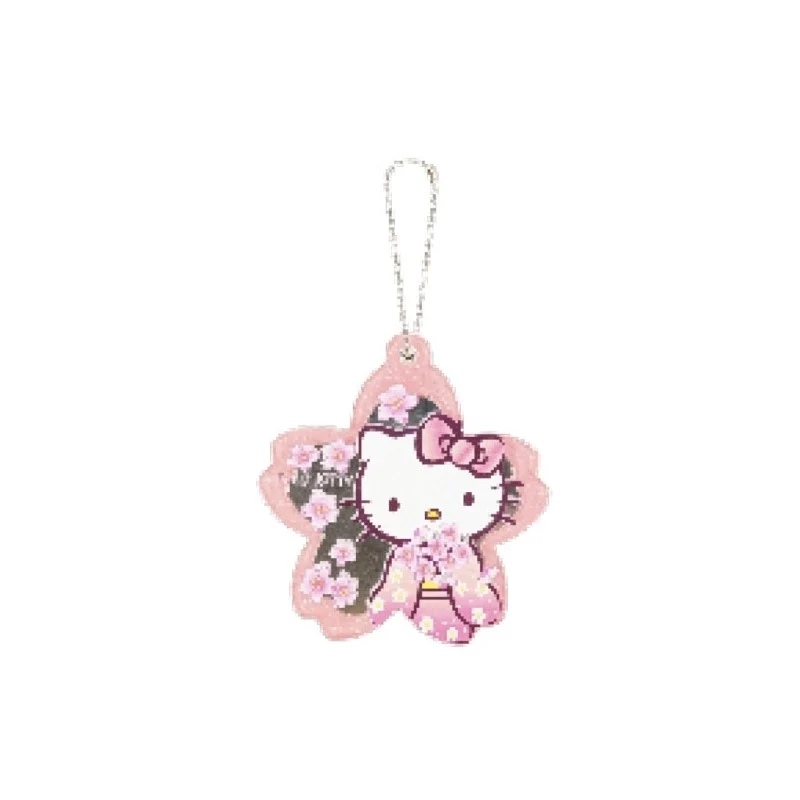 [Self-operated] Sanrio Sakura Series Kitty Kimono Portable Mirror Pendant, Pink, 1 Piece, Pendant Style, Portable Makeup Mirror, Bag Charm, Keychain