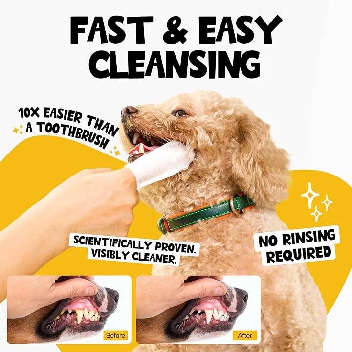 [Self-operated] Roofus Dog Dental Finger Wipes, Peanut Butter Flavor, Double-sided Oral Cleaning Wipes, 60 wipes