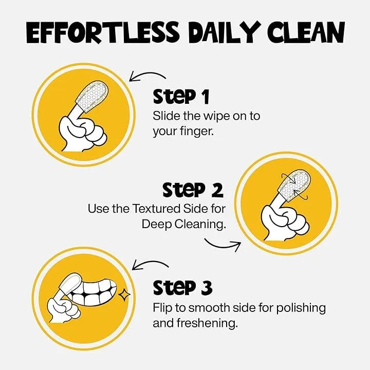 [Self-operated] Roofus Dog Dental Finger Wipes, Peanut Butter Flavor, Double-sided Oral Cleaning Wipes, 60 wipes