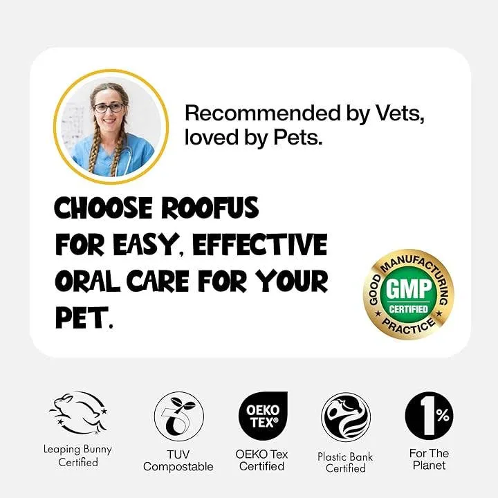 [Self-operated] Roofus Dog Dental Finger Wipes, Peanut Butter Flavor, Double-sided Oral Cleaning Wipes, 60 wipes