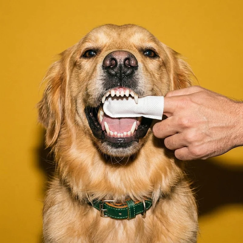 [Self-operated] Roofus Dog Dental Finger Wipes, Peanut Butter Flavor, Double-sided Oral Cleaning Wipes, 60 wipes