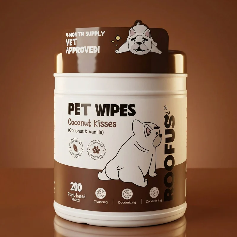 [Self-operated] Roofus Pet Cleaning Wipes (Coconut & Vanilla Freshening) - 200 wipes for Dogs
