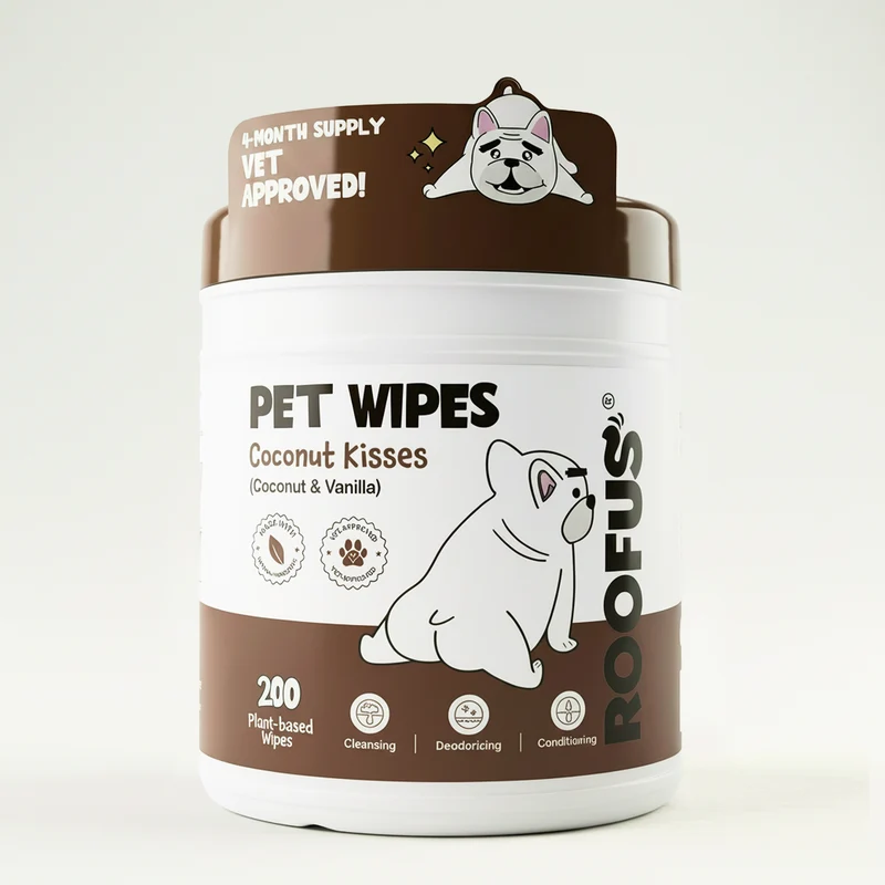 [Self-operated] Roofus Pet Cleaning Wipes (Coconut & Vanilla Freshening) - 200 wipes for Dogs