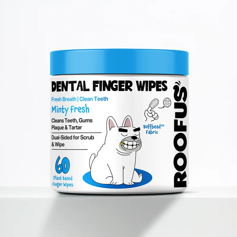 [Self-operated] Roofus Dog Oral Cleaning Finger Wipes (Mint-flavored, Refreshing, Removes Plaque and Teeth) 60 wipes