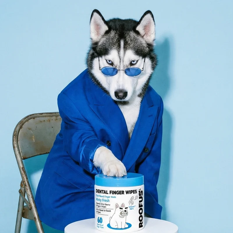 [Self-operated] Roofus Dog Oral Cleaning Finger Wipes (Mint-flavored, Refreshing, Removes Plaque and Teeth) 60 wipes
