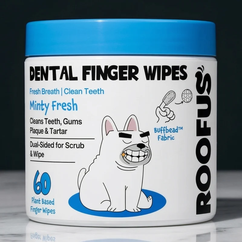 [Self-operated] Roofus Dog Oral Cleaning Finger Wipes (Mint-flavored, Refreshing, Removes Plaque and Teeth) 60 wipes