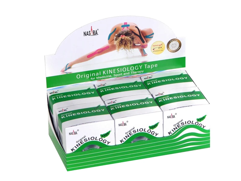 Nasara Kinesiologie Tape, 5 cm x 5 m - 6er Box grün