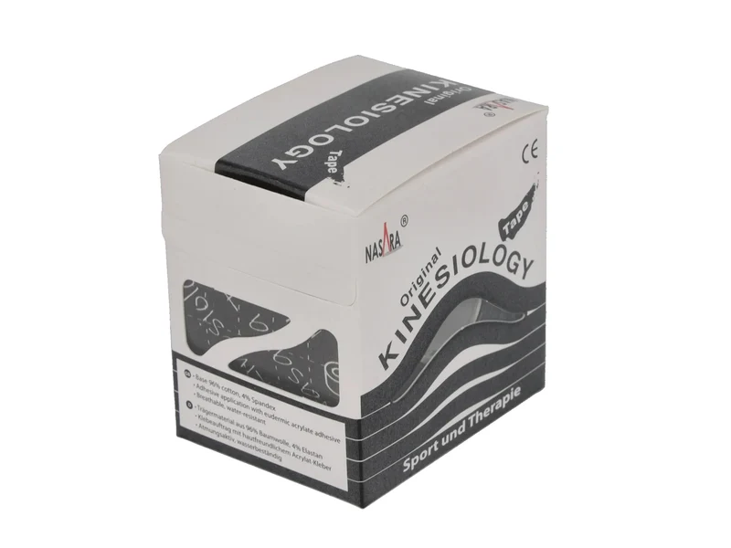 Nasara Kinesiologie Tape, 5 cm x 5 m - 6er Box schwarz