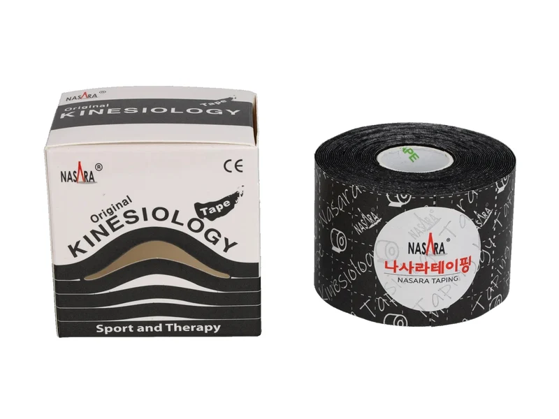 Nasara Kinesiologie Tape, 5 cm x 5 m - 6er Box schwarz