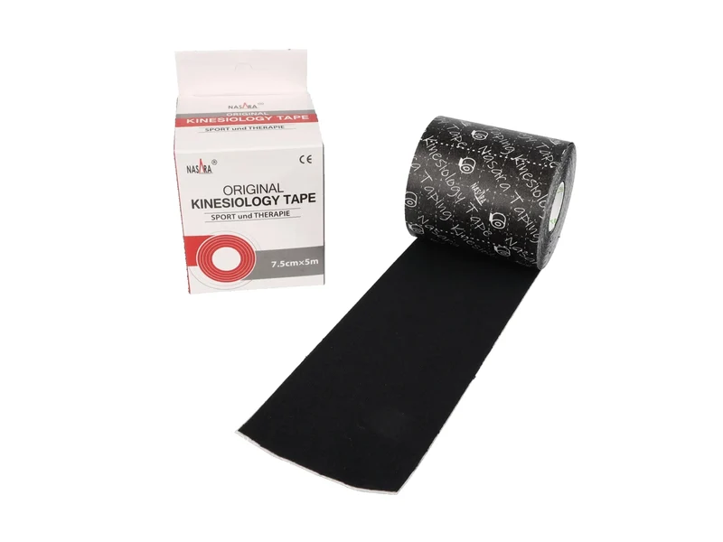 Nasara Kinesio Tape, 7.5 cm x 5 m, schwarz