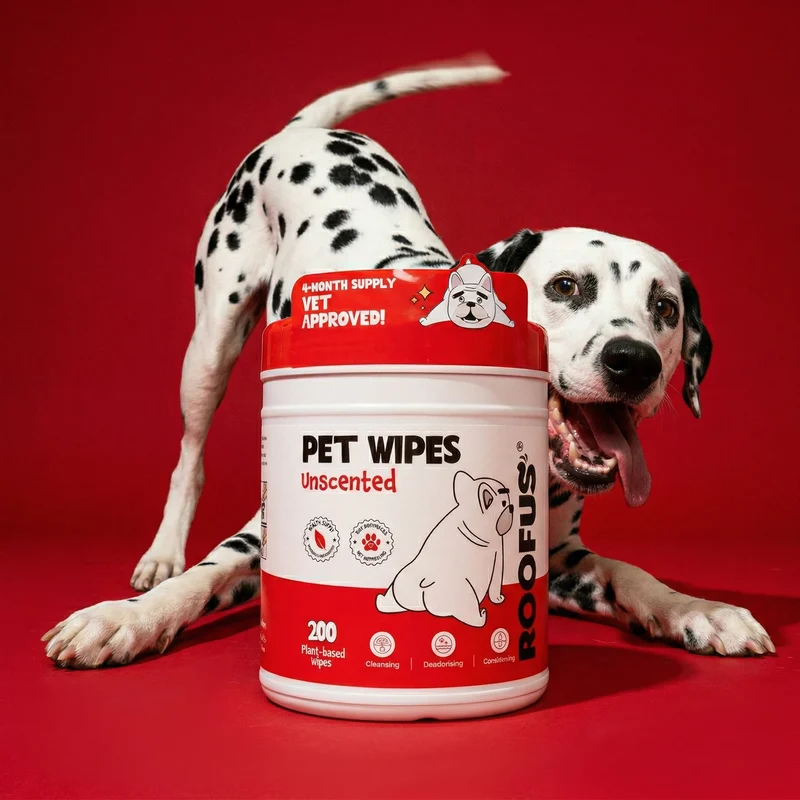 [Self-operated] Roofus Pet Cleaning Wipes (USA), Fragrance-Free, Hypoallergenic, Full Body Cleaning Wipes for Dogs, 200 wipes