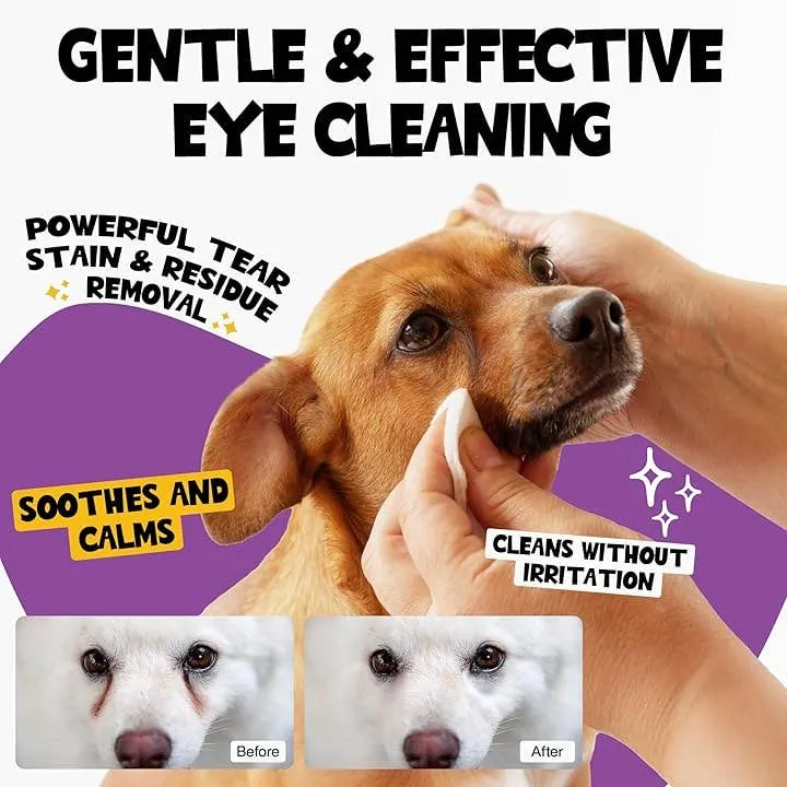 [Self-operated] Roofus Pet Dog Eye Cleaning Wipes, Tear Stain Removal, Fragrance-Free, 100 Wipes