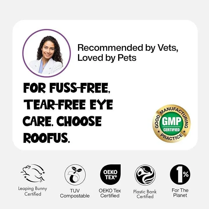 [Self-operated] Roofus Pet Dog Eye Cleaning Wipes, Tear Stain Removal, Fragrance-Free, 100 Wipes