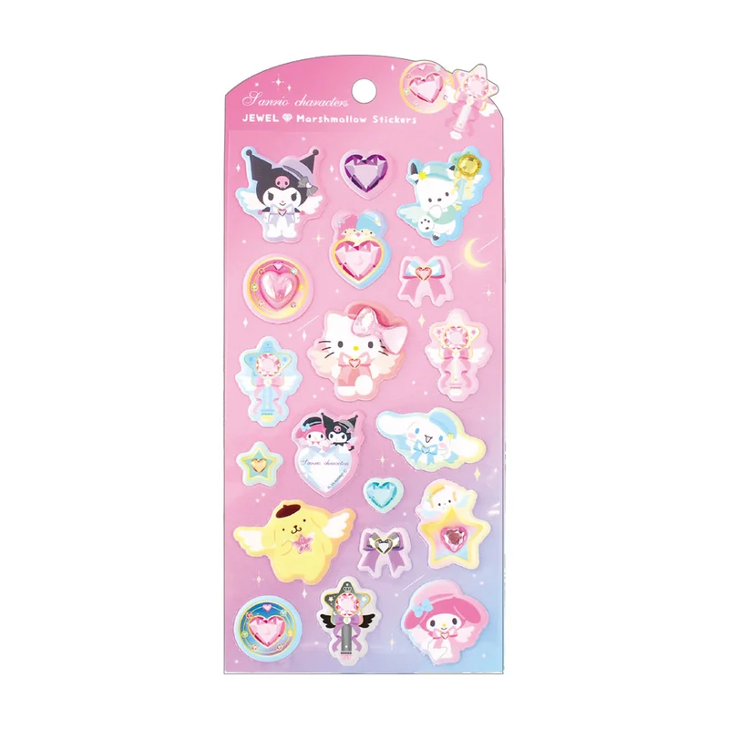 [Self-operated] Sanrio Magical Warriors Theme Jewel Cotton Candy 3D Bubble Stickers, Sanrio Character Cartoon Stickers