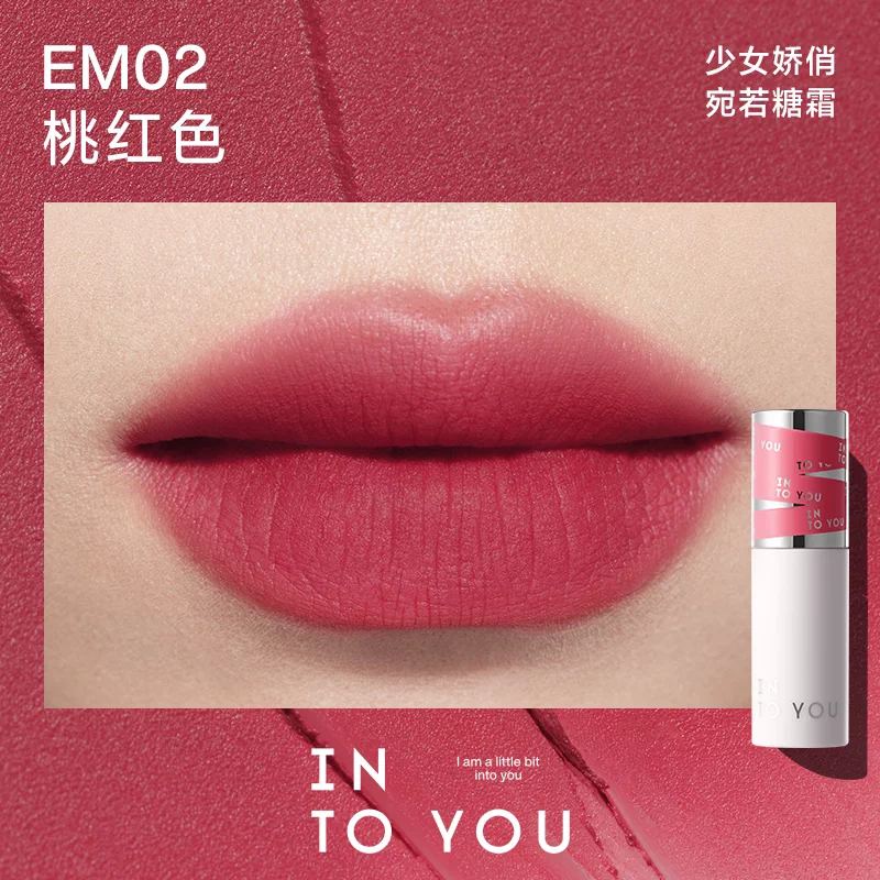 [Self-operated] INTOYOU Heartfelt Love 2nd Generation 2.0 Female Lead Lip Mud Matte Velvet Lip Gloss Lipstick EM02 Peach Pink Lip & Cheek Dual-Use Repairing Moisturizing Long-Lasting Lip Gloss