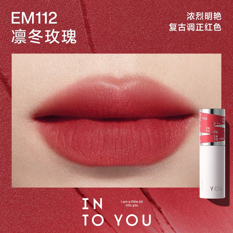 [Self-operated] INTOYOU Heartfelt Love 2nd Generation 2.0 Female Lead Lip Mud Matte Velvet Lip Gloss Lipstick EM112 Frozen Rose Lip & Cheek Dual-Use Repairing Moisturizing Long-Lasting Lip Gloss