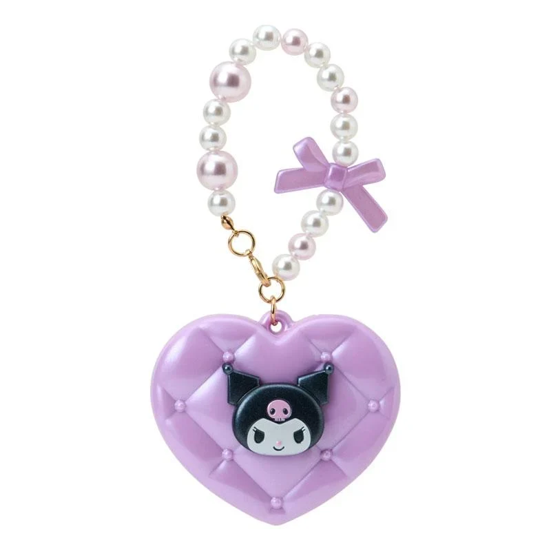 [Self-operated] Sanrio Heart Pearl Pendant Kuromi Style (1 piece) - Portable Makeup Mirror, Bag Charm, Keychain