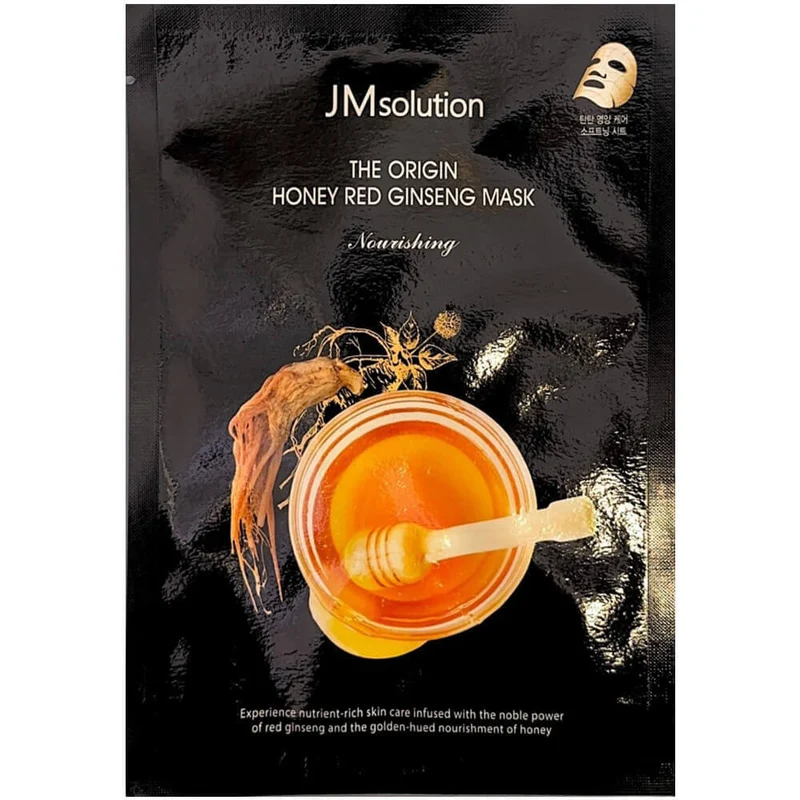 [Self-operated] JM SOLUTION Korean Honey Red Ginseng Nourishing Mask (1 sheet) - Improves roughness, enhances skin elasticity, reduces fine lines, moisturizes and locks in hydration, repairs dry and flaky skin, leaving skin soft and radiant.