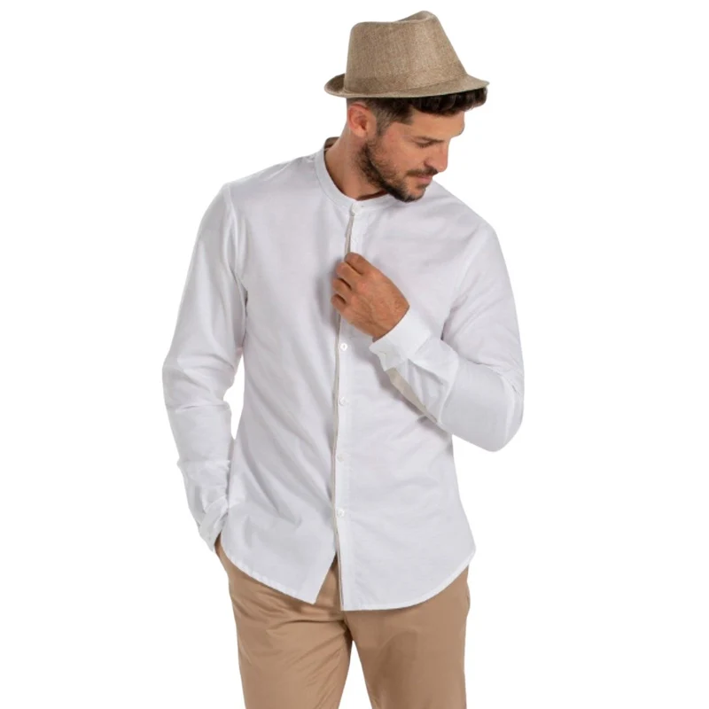 Camisa Caballero Blanca Cuello Mao