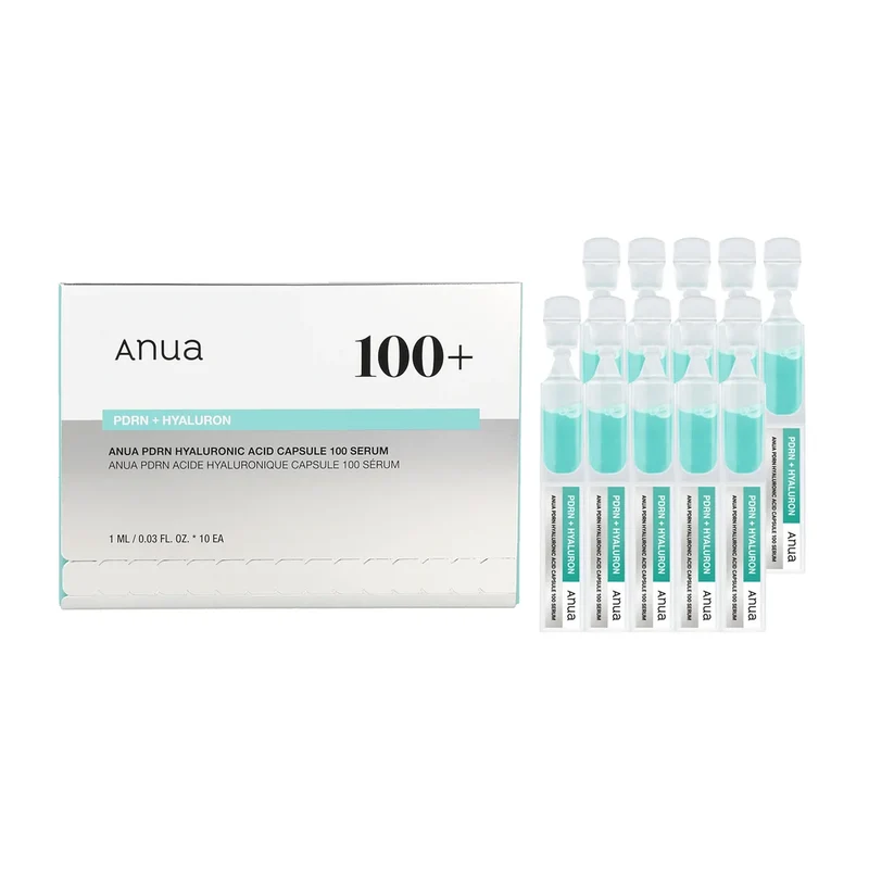[Self-operated] ANUA Korean Hyaluronic Acid PDRN 100-use Ampoule Serum 1ml x 10 vials/box - Barrier Repair, Deep Hydration, Moisturizing, Stabilizing, Soothing, and Radiant Complexion